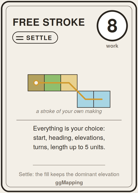 A card from the deck: Free Stroke, work 8, mood Settle